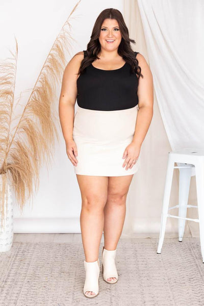Beautiful Sound Cream A-Line Suede Skirt
