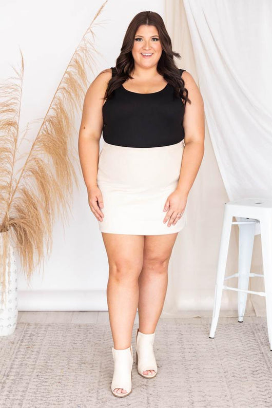 Beautiful Sound Cream A-Line Suede Skirt