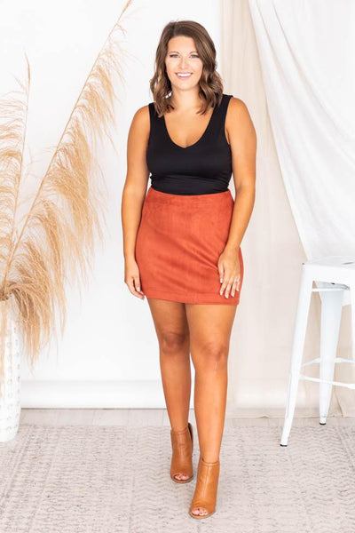 Beautiful Sound Brick A-Line Suede Skirt