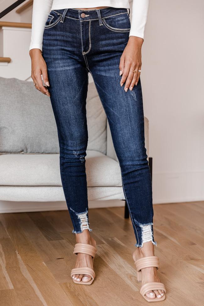 Jolie Distressed Hem Dark Wash Jeans