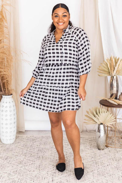 Infinite Ideas Black Plaid Dress