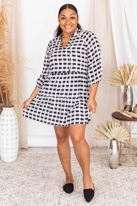 Infinite Ideas Black Plaid Dress