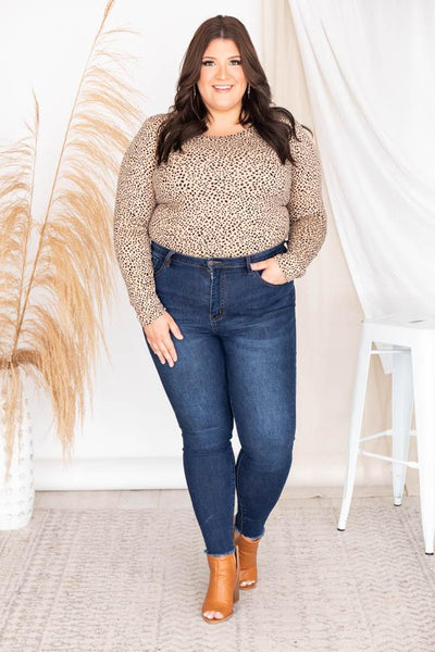I Owe You Tan Leopard Long Sleeve Bodysuit