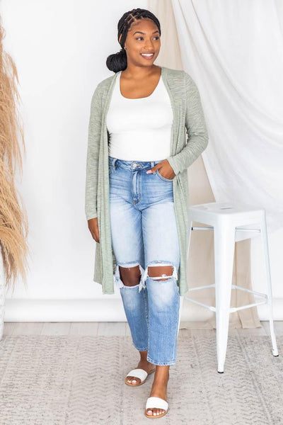 Your Every Move Sage Lightweight Cardigan