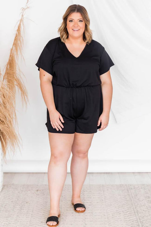 Perfectly Imperfect Black V-Neck Romper