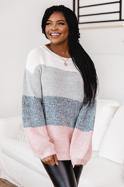 Lost In This Moment Slate Colorblock Sweater FINAL SALE