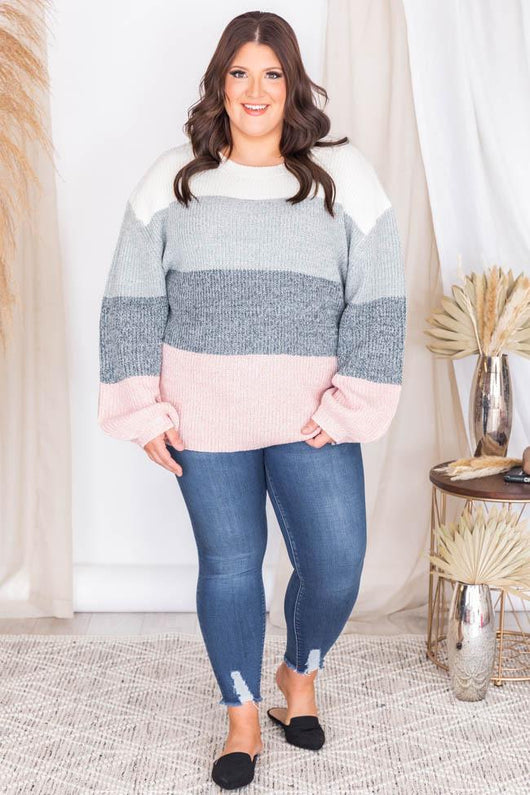 Lost In This Moment Slate Colorblock Sweater FINAL SALE