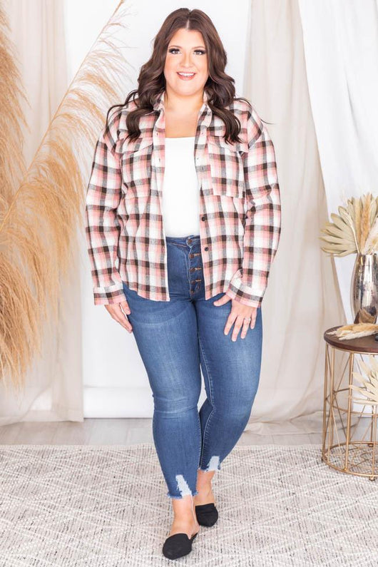 All I Ever Wanted Pink Plaid Button Front Blouse