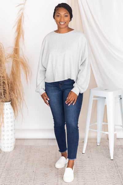 Lovely Spirit Grey Thermal Blouse