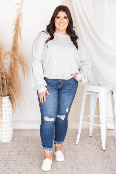 Lovely Spirit Grey Thermal Blouse