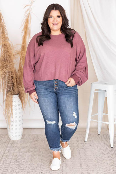 Lovely Spirit Mauve Thermal Blouse