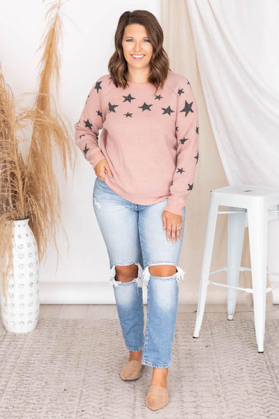 Take A Glance Pink Star Sweater