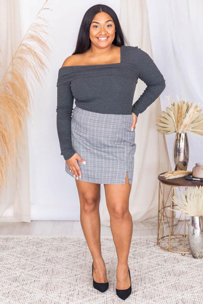Era Of Us Grey Plaid Skirt