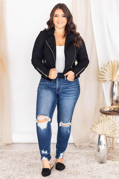 Late Nights Black Suede Moto Jacket