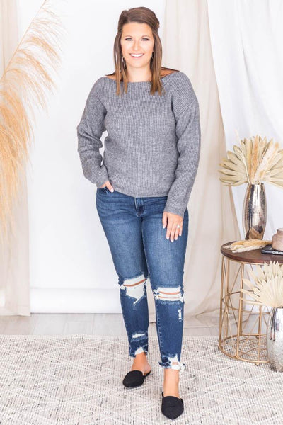 City Streetlights Charcoal Boat Neck Sweater