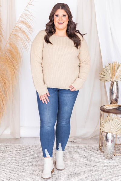 City Streetlights Oatmeal Boat Neck Sweater
