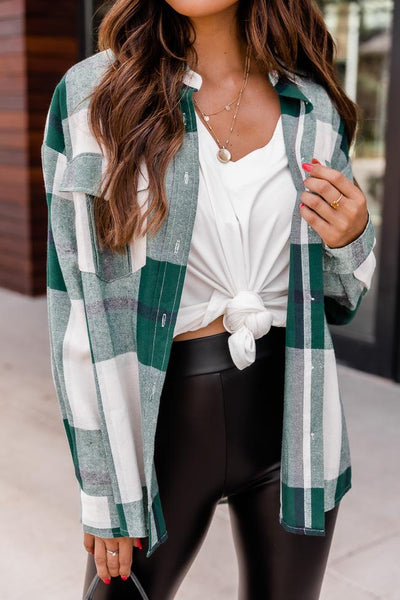 Dreaming Again Green Plaid Blouse