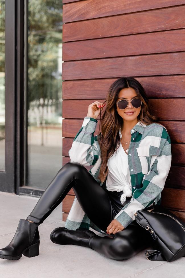 Dreaming Again Green Plaid Blouse