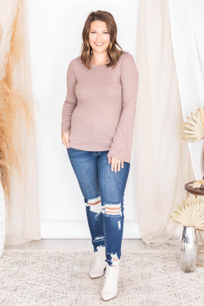 Left Behind Mauve Ribbed Blouse