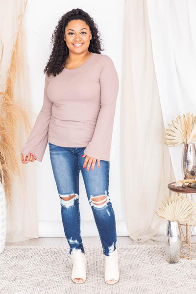 Left Behind Mauve Ribbed Blouse