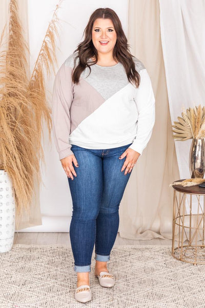 Coffee Run Mocha/Grey Colorblock Pullover
