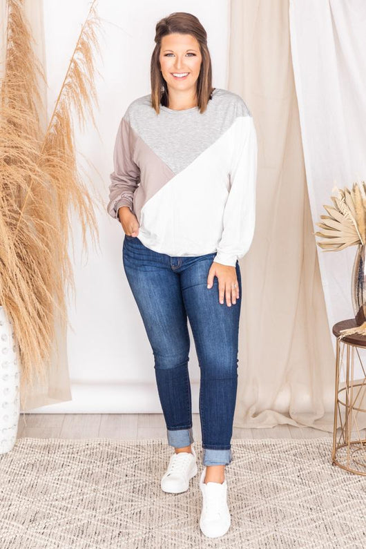 Coffee Run Mocha/Grey Colorblock Pullover
