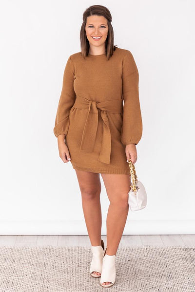 I'm Counting On You Brown Sweater Dress
