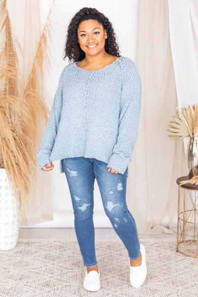 Said It Twice Blue Popcorn Sweater