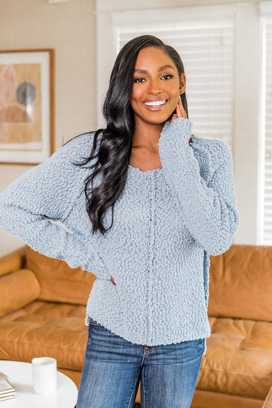 Said It Twice Blue Popcorn Sweater