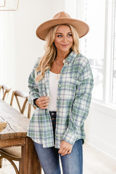 Wishing On Forever Green Plaid Shacket