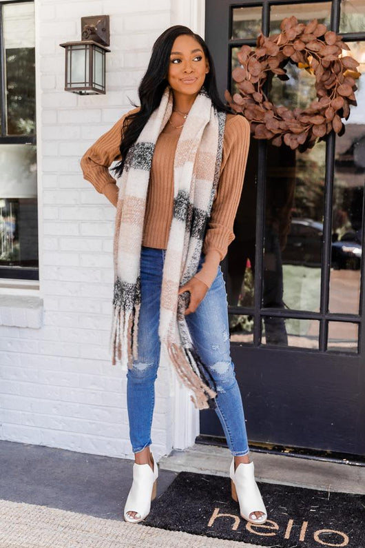 Twilight Time Brown/Black Plaid Scarf