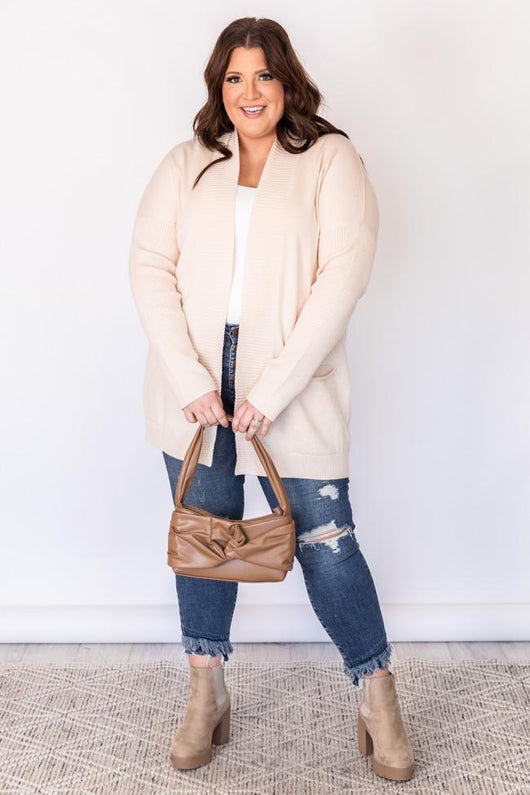 Too Many Times Cream Ribbed Cardigan