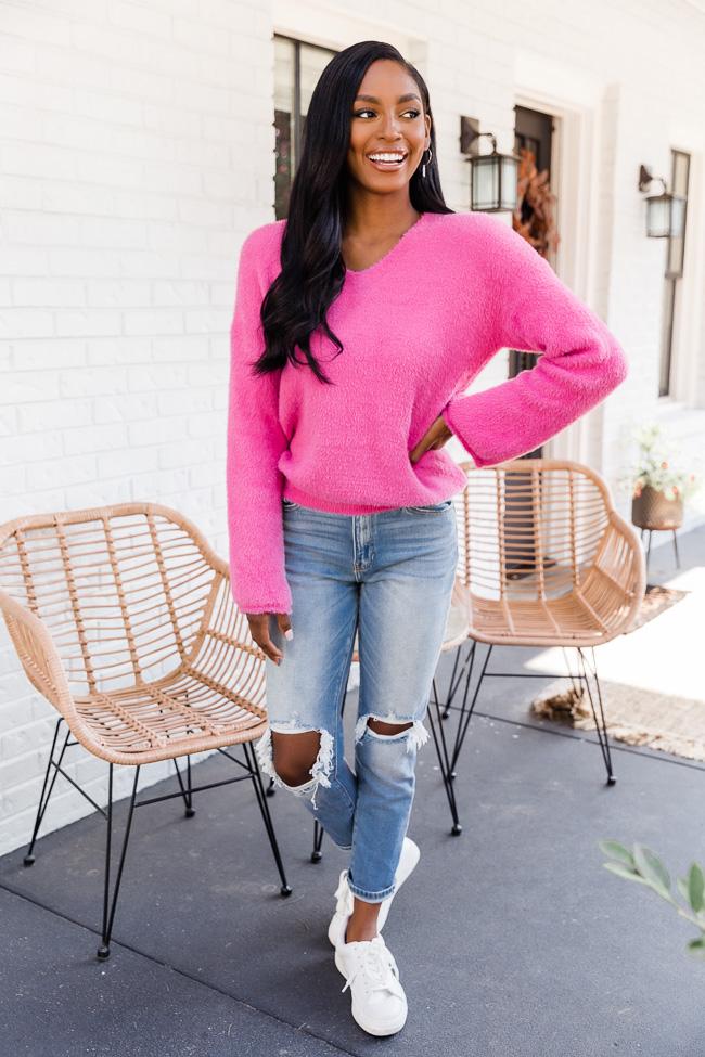 A Lucky Break Magenta Sweater