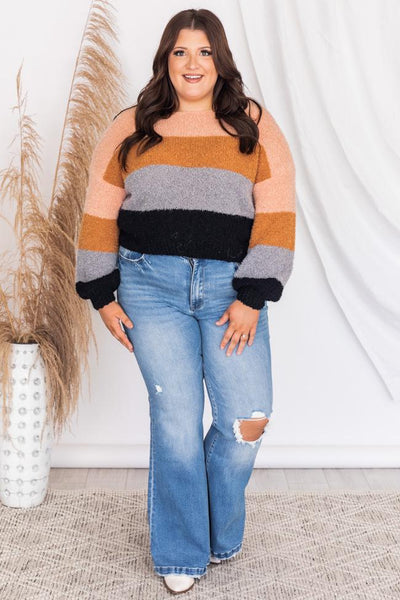 I'll Be Fine Multi Stripe Colorblock Pullover Sweater FINAL SALE