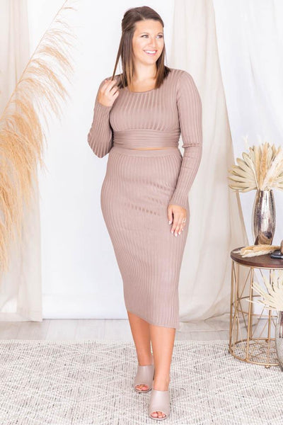 Escape The Night Mocha Ribbed Blouse
