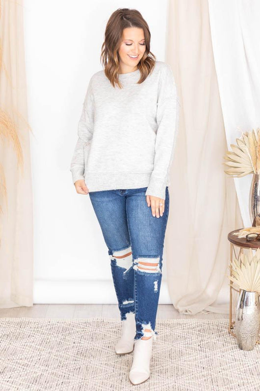 Dedicate your Time Grey Side Button Sweater