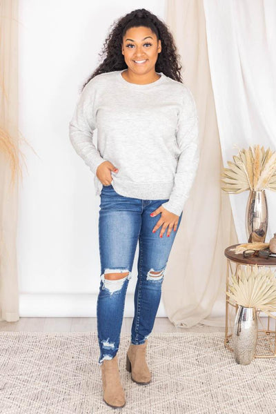 Dedicate your Time Grey Side Button Sweater
