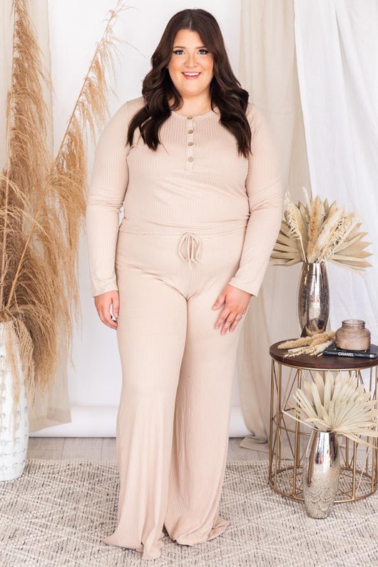 Casually Cool Taupe Ribbed Flare Pants FINAL SALE