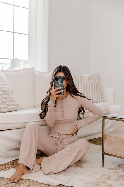 Casually Cool Taupe Ribbed Flare Pants FINAL SALE