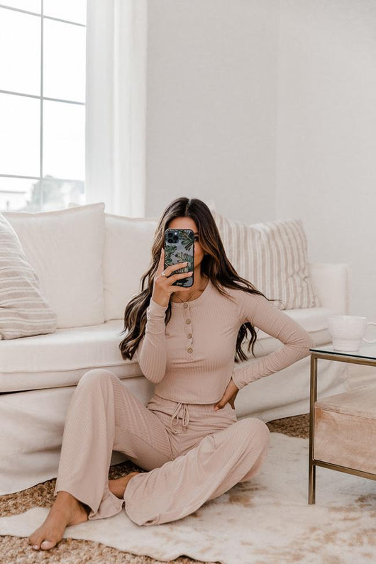 Casually Cool Taupe Ribbed Flare Pants FINAL SALE