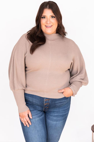 Mystic Moves Mocha Fitted Mock Neck Sweater