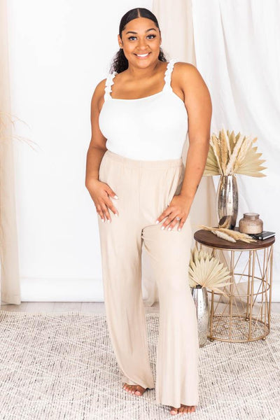 Greatly Adored Beige Ribbed Lounge Pants