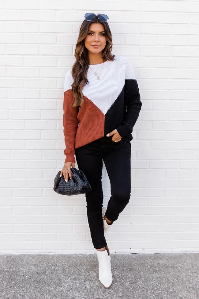 Never Knew Brown Colorblock Sweater FINAL SALE
