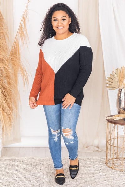Never Knew Brown Colorblock Sweater FINAL SALE
