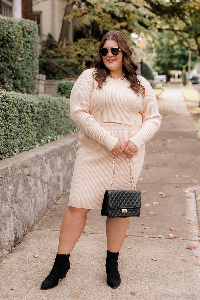 Simple Excuse Tan Cropped Sweater