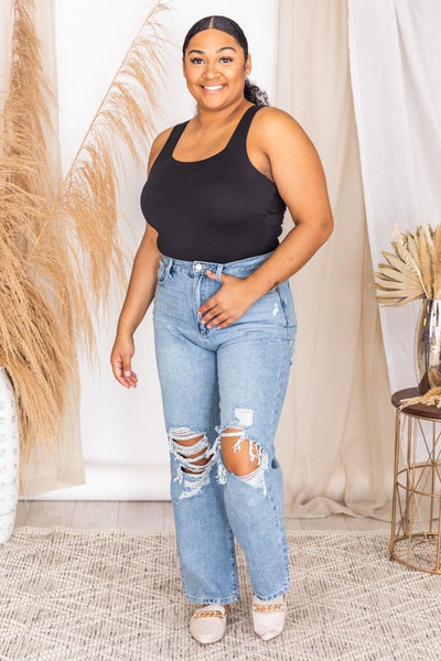 Cameron Light Wash High Rise Distressed Dad Jeans