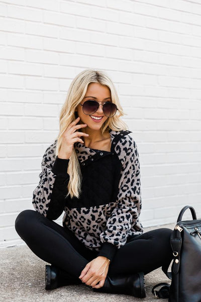 No Coincidence Black Animal Print Asymmetrical Pullover