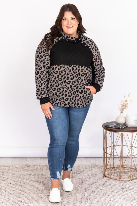 No Coincidence Black Animal Print Asymmetrical Pullover