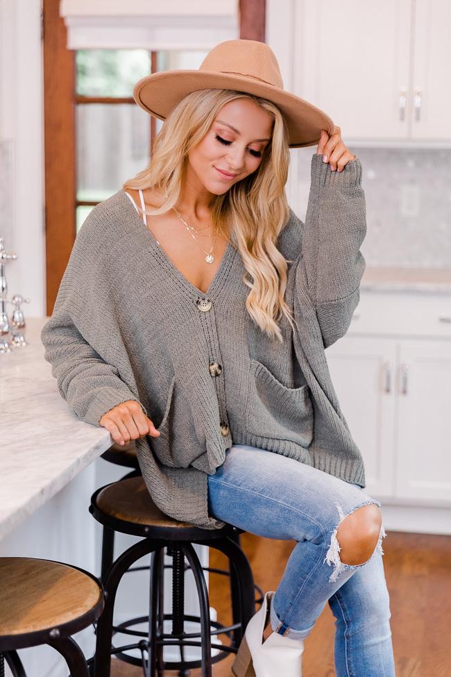 Style Queen Sage Chenille Oversized Cardigan