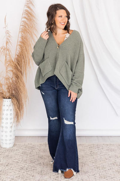Style Queen Sage Chenille Oversized Cardigan